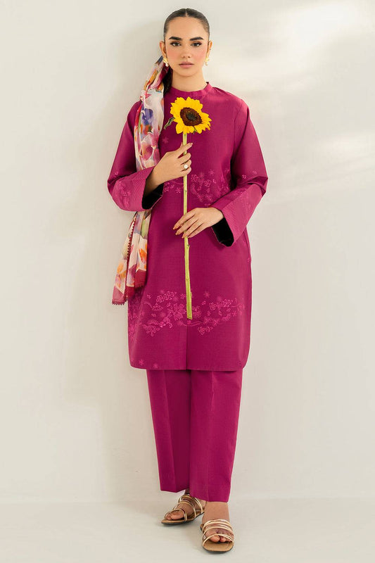 Farasha | Thread Lines Embroidered | Fuchsia Fern - Pakistani Designer Dress - by Farasha - Type : Ladies Clothes - 100% Original at Saira Sultan