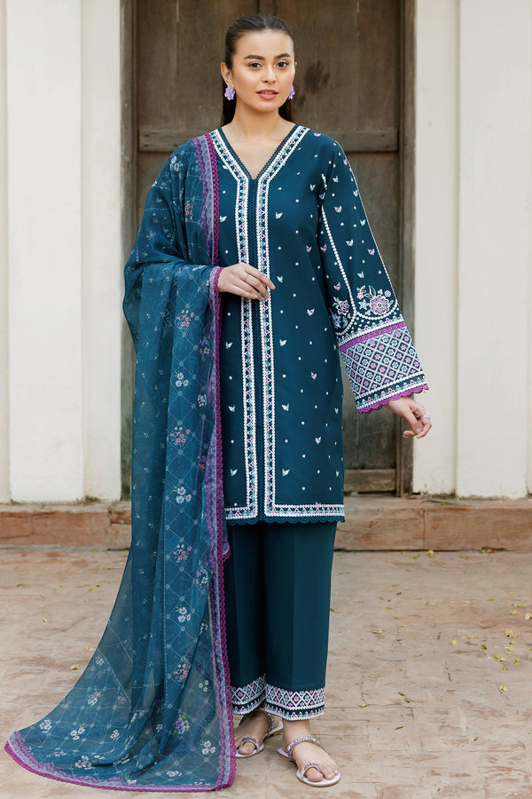 Farasha | Summer Weaves Embroidered Lawn | Blue Allure XL Zinc Lawn