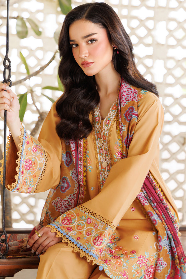 Farasha | Summer Weaves Embroidered Lawn | Golden Bloom L Pale Yellow Lawn