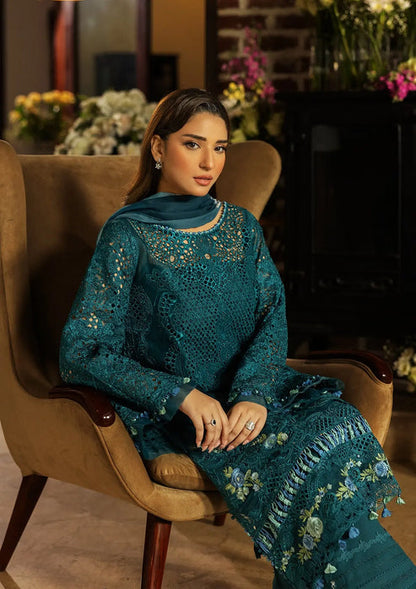 Kahf Premium | Luxury Lawn 25 | KLR-06 Whimsy L Teal Green Lawn