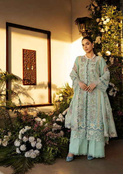 Kahf Premium | Luxury Lawn 25 | KLR-10 Elva XS Sky Blue Lawn