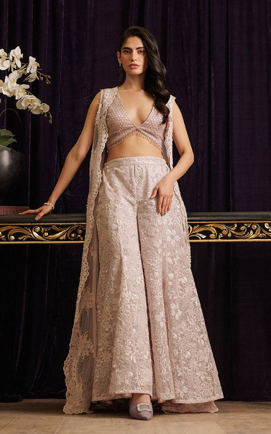 Threads and Motifs | Formal Dresses 25 | Net Embroidered Jacket with Embroidered Tube & Trouser - Pakistani Designer Dress - by Threads and Motifs - Type : Ladies Clothes - 100% Original at Saira Sultan