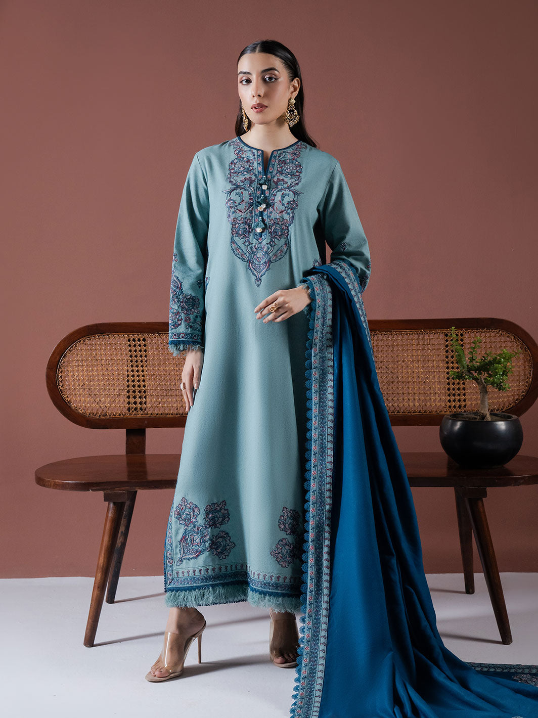 Faiza Faisal | Winter Edit 2024 | ERSA XS Blue Gray Karandi