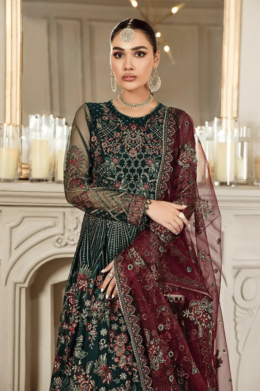 Zarif | Mehroz Formals | PINE GREEN - Pakistani Designer Dress - by Zarif | Type: Formal - 100% Original at Saira Sultan