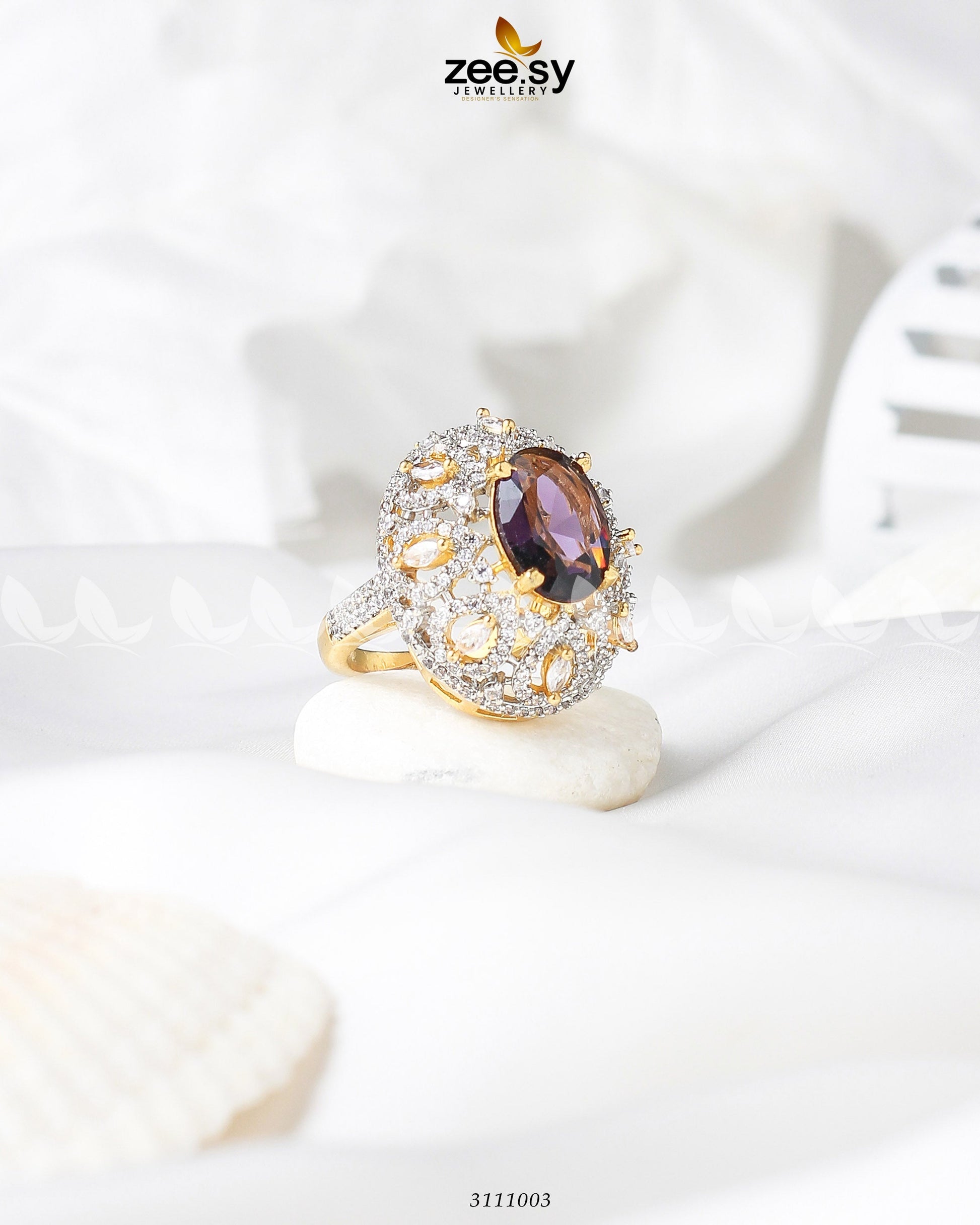 Kohinoor Ring Golden Purple