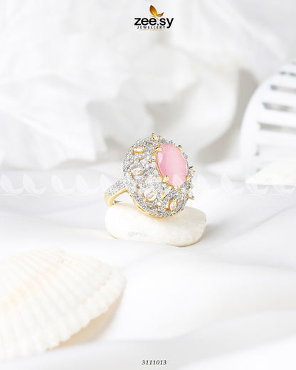 Kohinoor Ring Golden Mint Pink