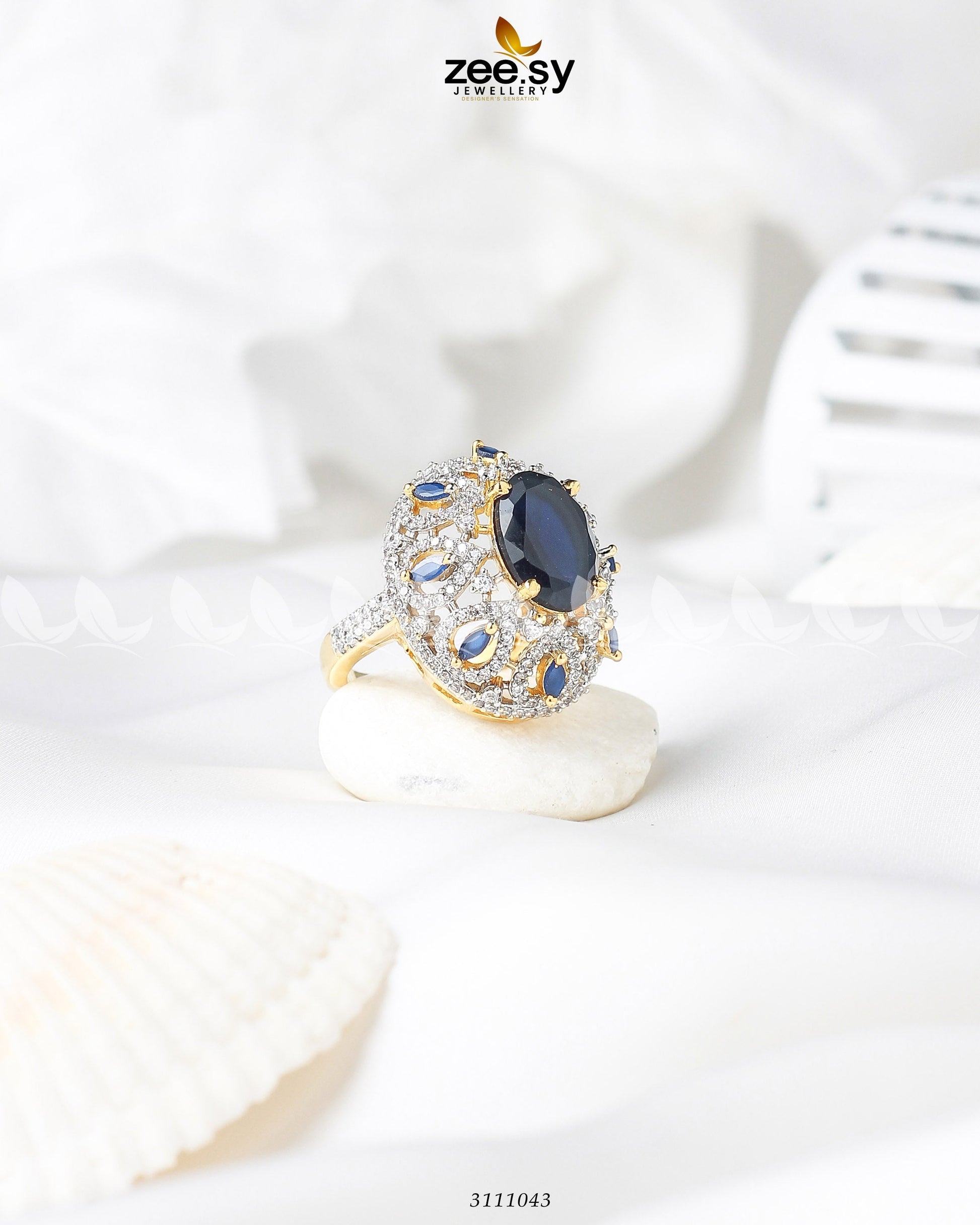 Kohinoor Ring Golden Blue