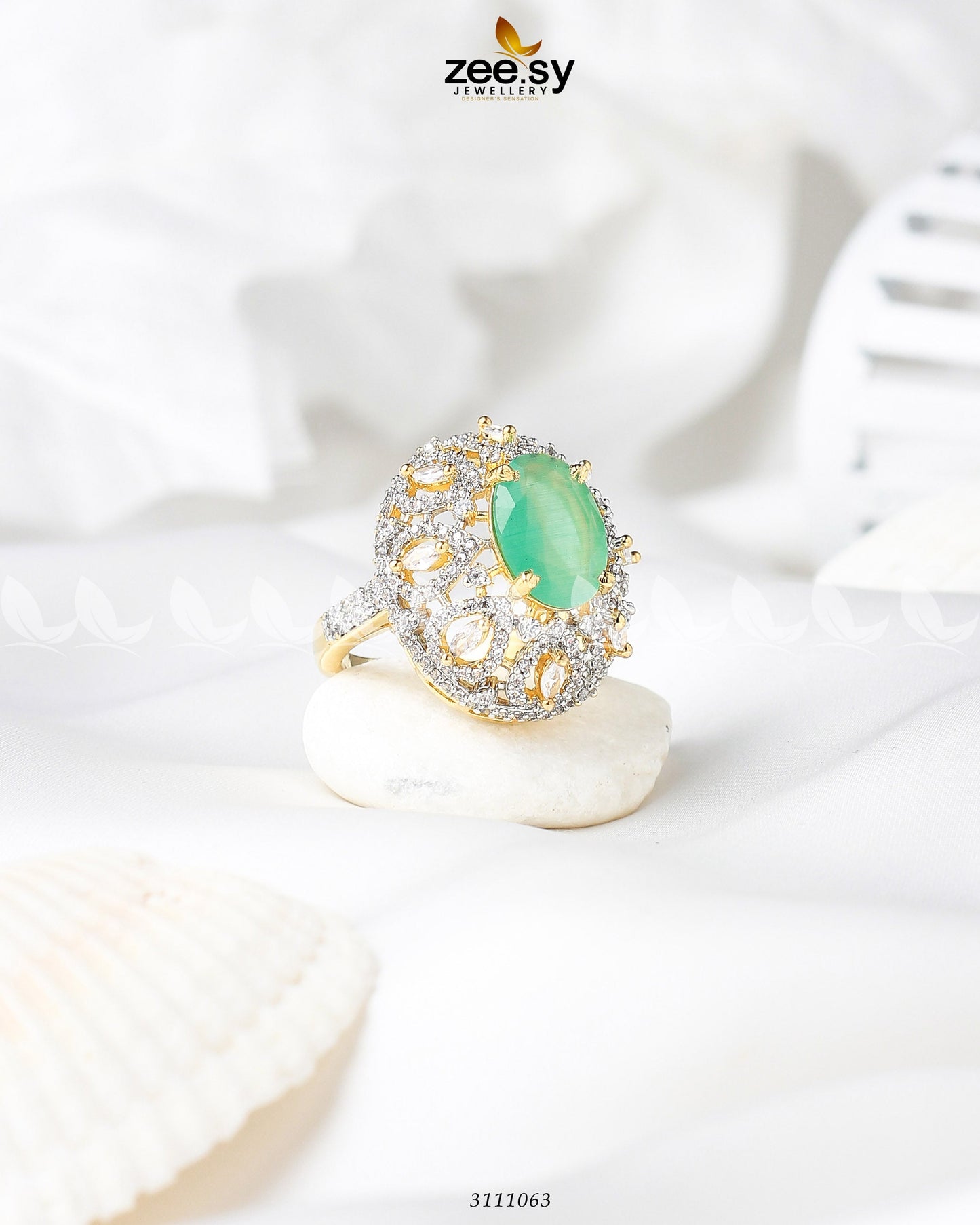 Kohinoor Ring Golden Mint Green