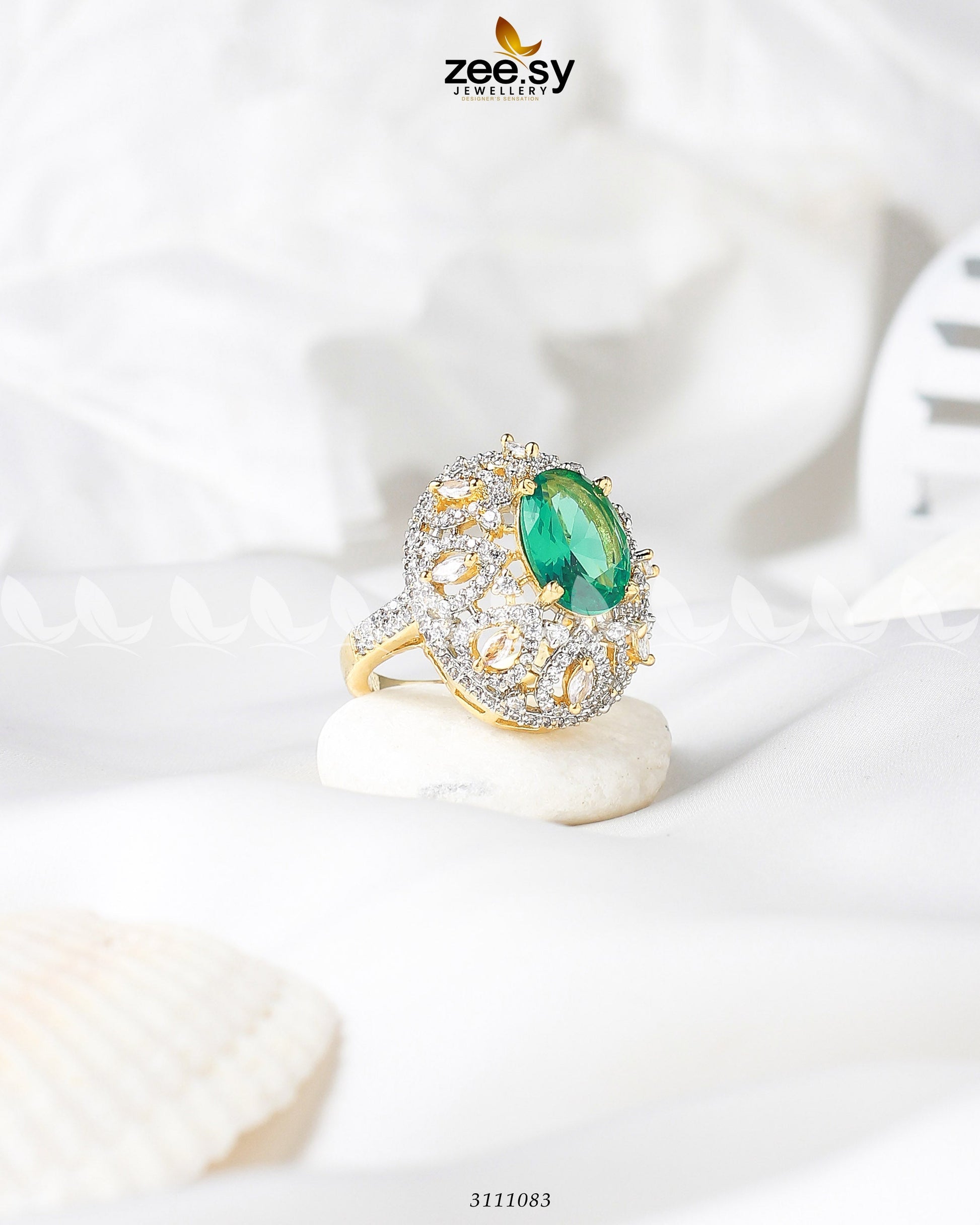 Kohinoor Ring Golden Sea Green