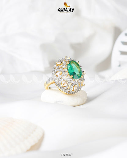 Kohinoor Ring Golden Sea Green