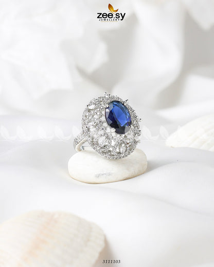 Kohinoor Ring Silver Blue