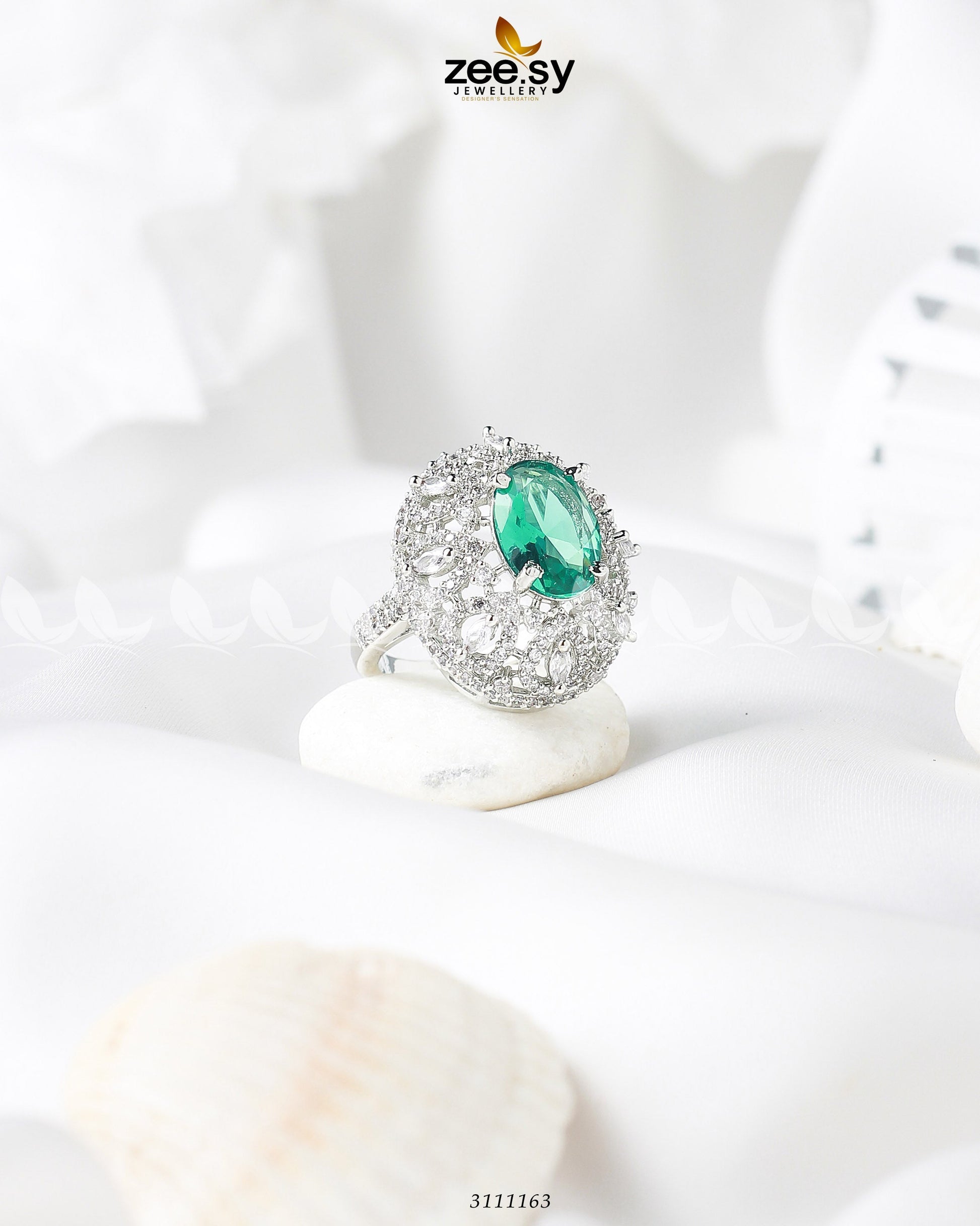 Kohinoor Ring Silver Sea Green