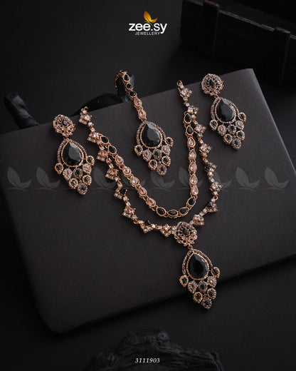 Sushmita Necklace Set Golden Black