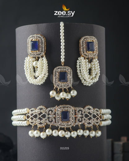 Marasim Choker Necklace Blue