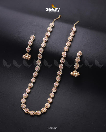 Reema Malla Necklace Golden Mint Pink