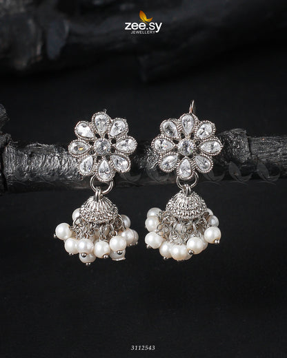 Atiqa Earrings Silver White