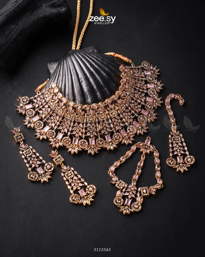 Resham Bridal Set Golden Mint Pink