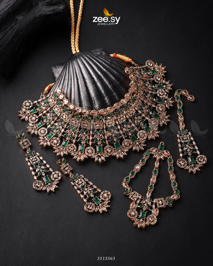 Resham Bridal Set Golden Green