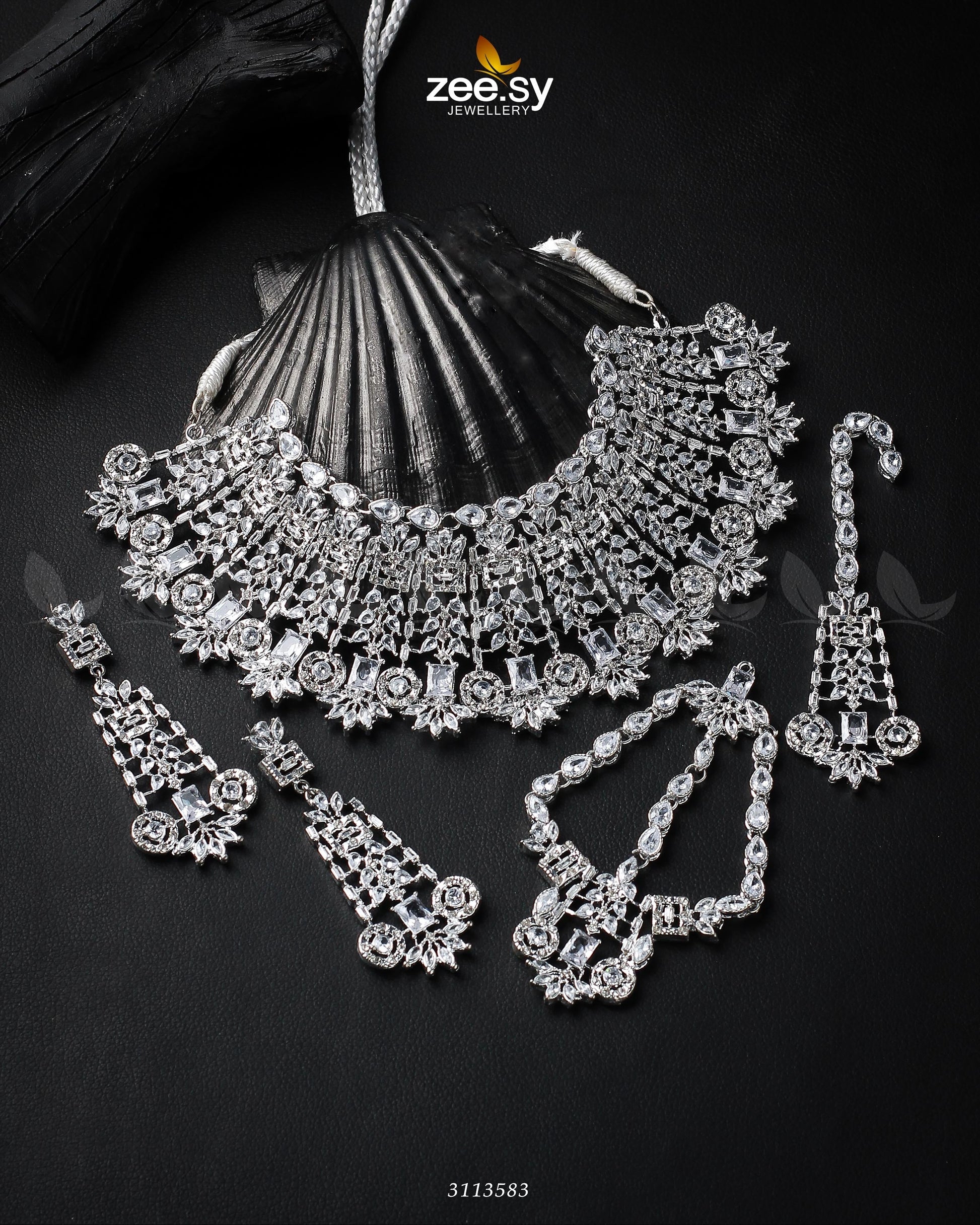Resham Bridal Set Silver White