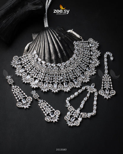Resham Bridal Set Silver White
