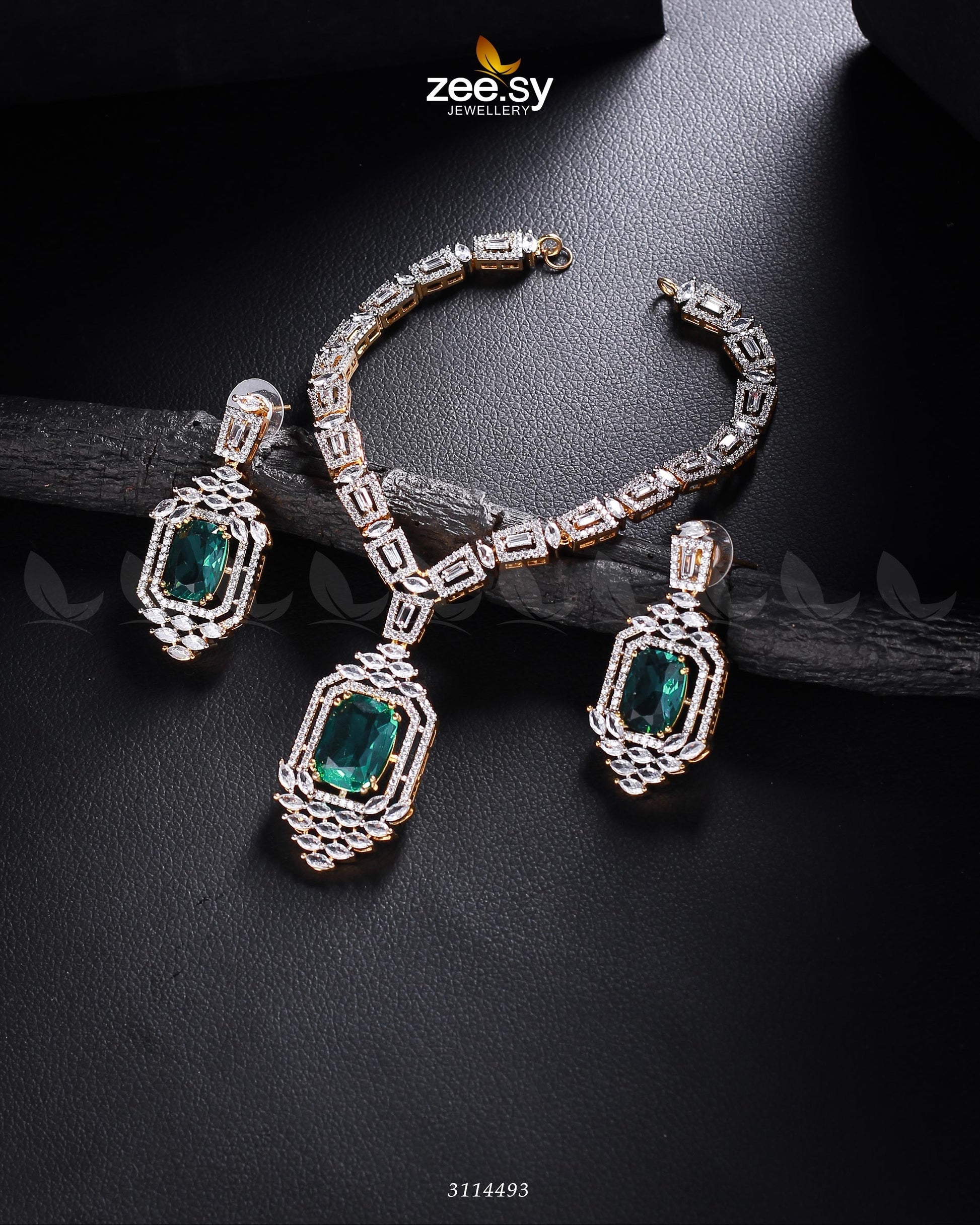 Sharmeen Necklace Set Golden Sea Green