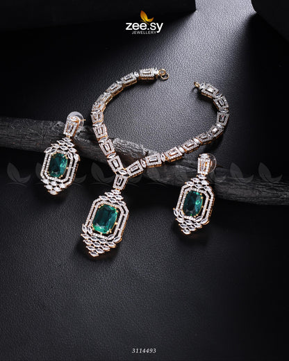Sharmeen Necklace Set Golden Sea Green