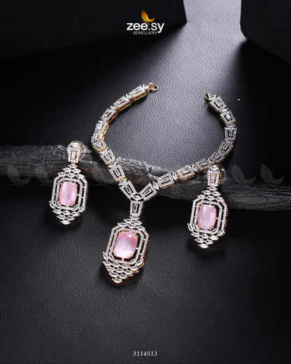 Sharmeen Necklace Set Golden Mint Pink