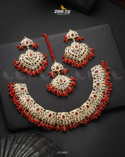 Maniha Necklace Set Golden Red