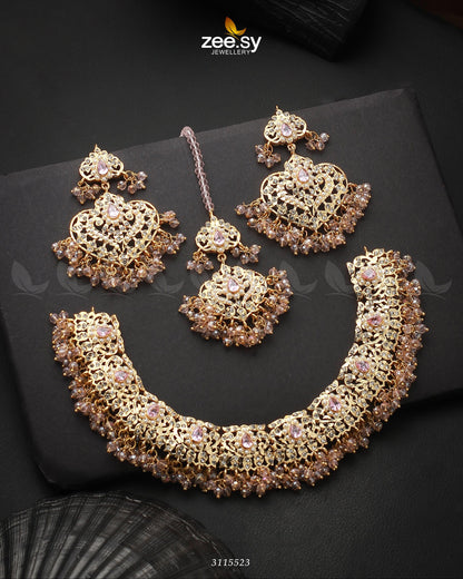 Maniha Necklace Set Golden Mint Pink