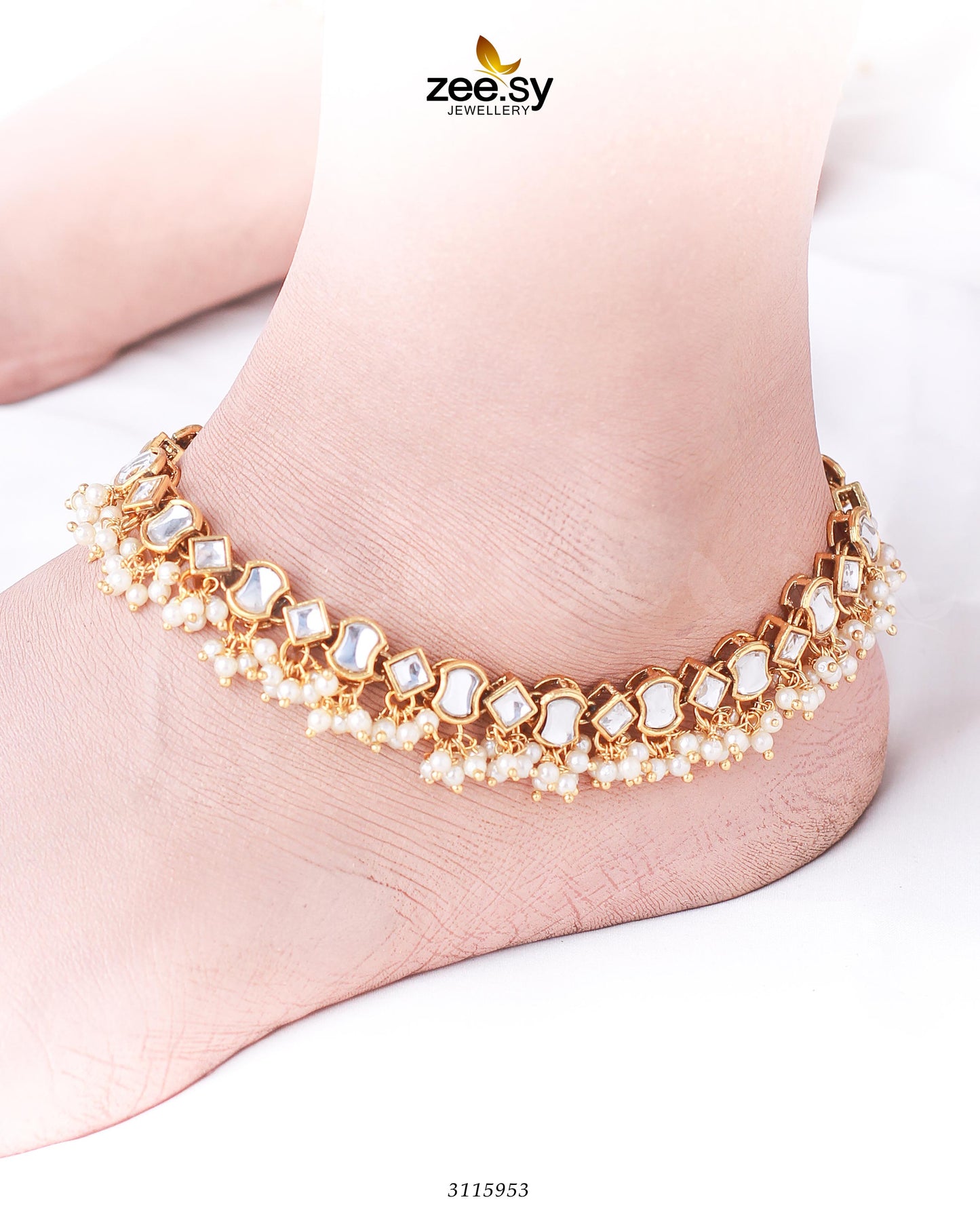 Malini Anklet Golden white