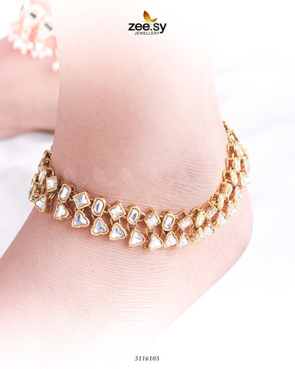 Shungite Anklet Golden white