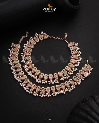 Rutilated Anklet Mint Pink & Green