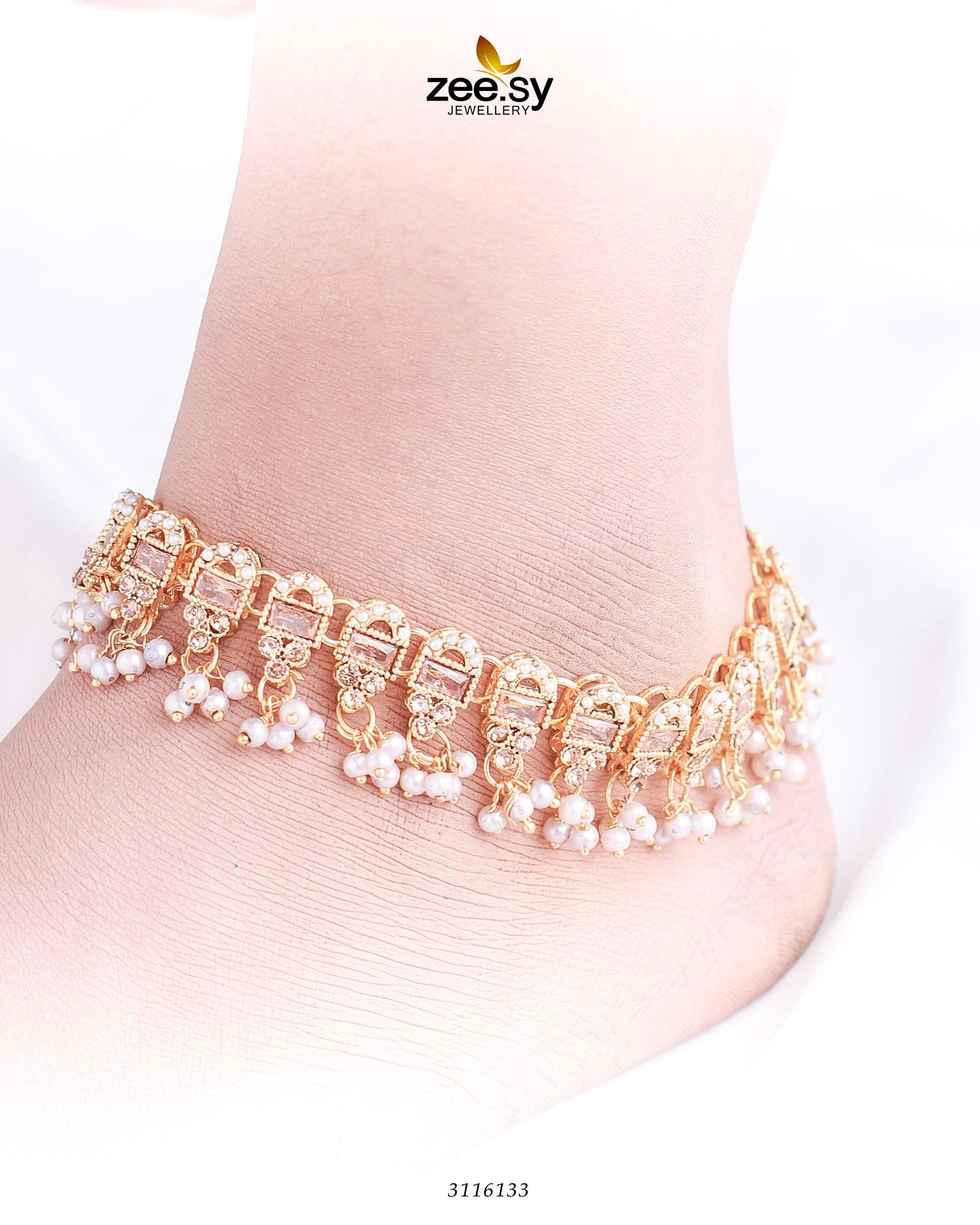 Rutilated Anklet White