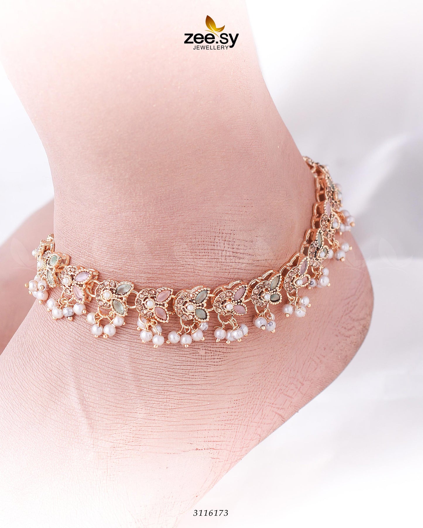 Nemesia Anklets Mint Pink & Green