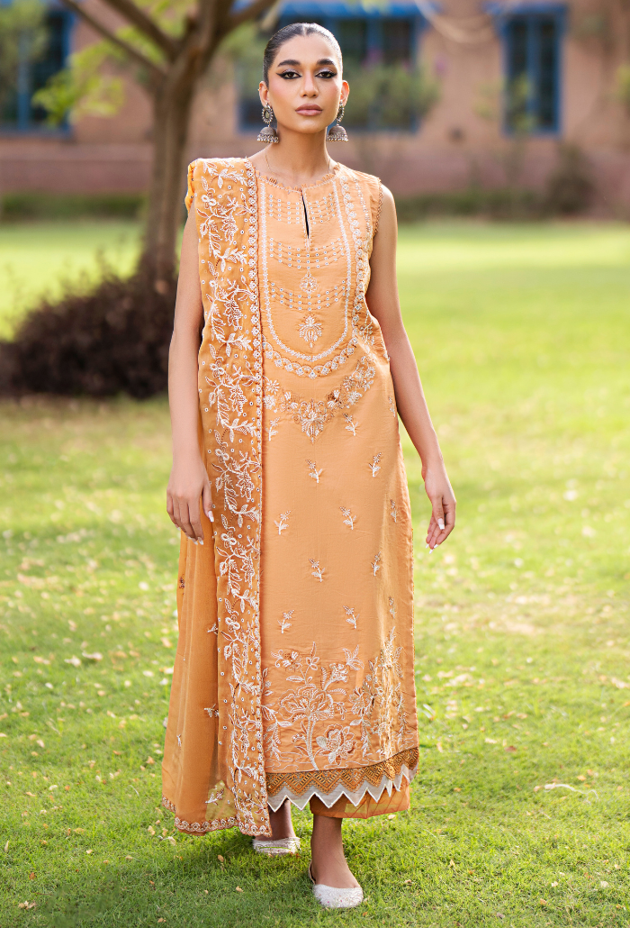 Humdum | Selin Lawn 25 | Selin - D07 M Apricot Orange Lawn
