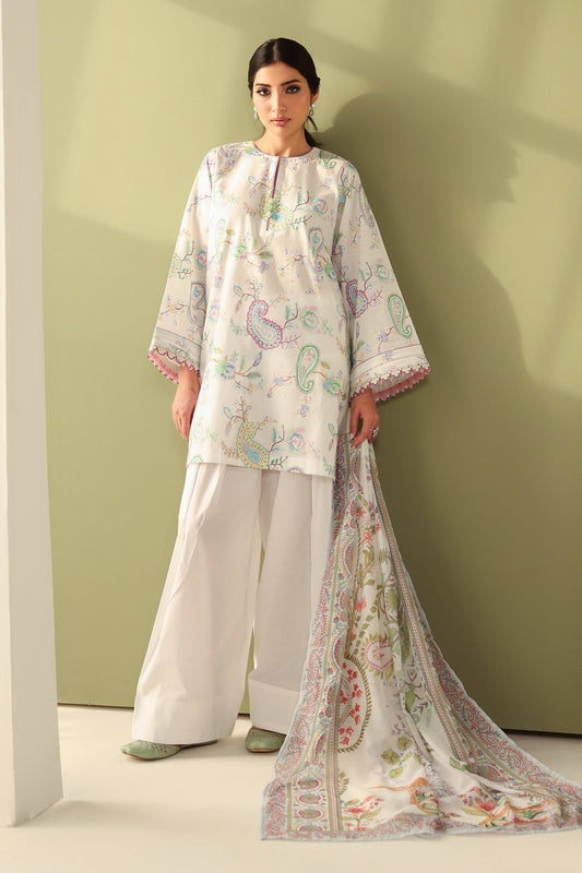 Baroque | Eid Printique | EMBROIDERED PRINTED LAWN UF-4179 XS Pearl White Lawn