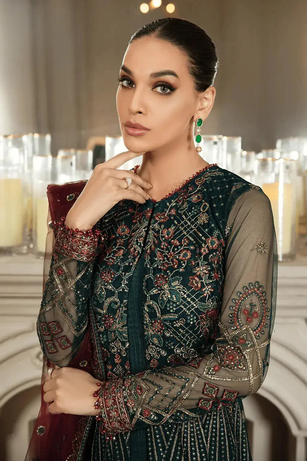 Zarif | Mehroz Formals | PINE GREEN - Pakistani Designer Dress - by Zarif | Type: Formal - 100% Original at Saira Sultan