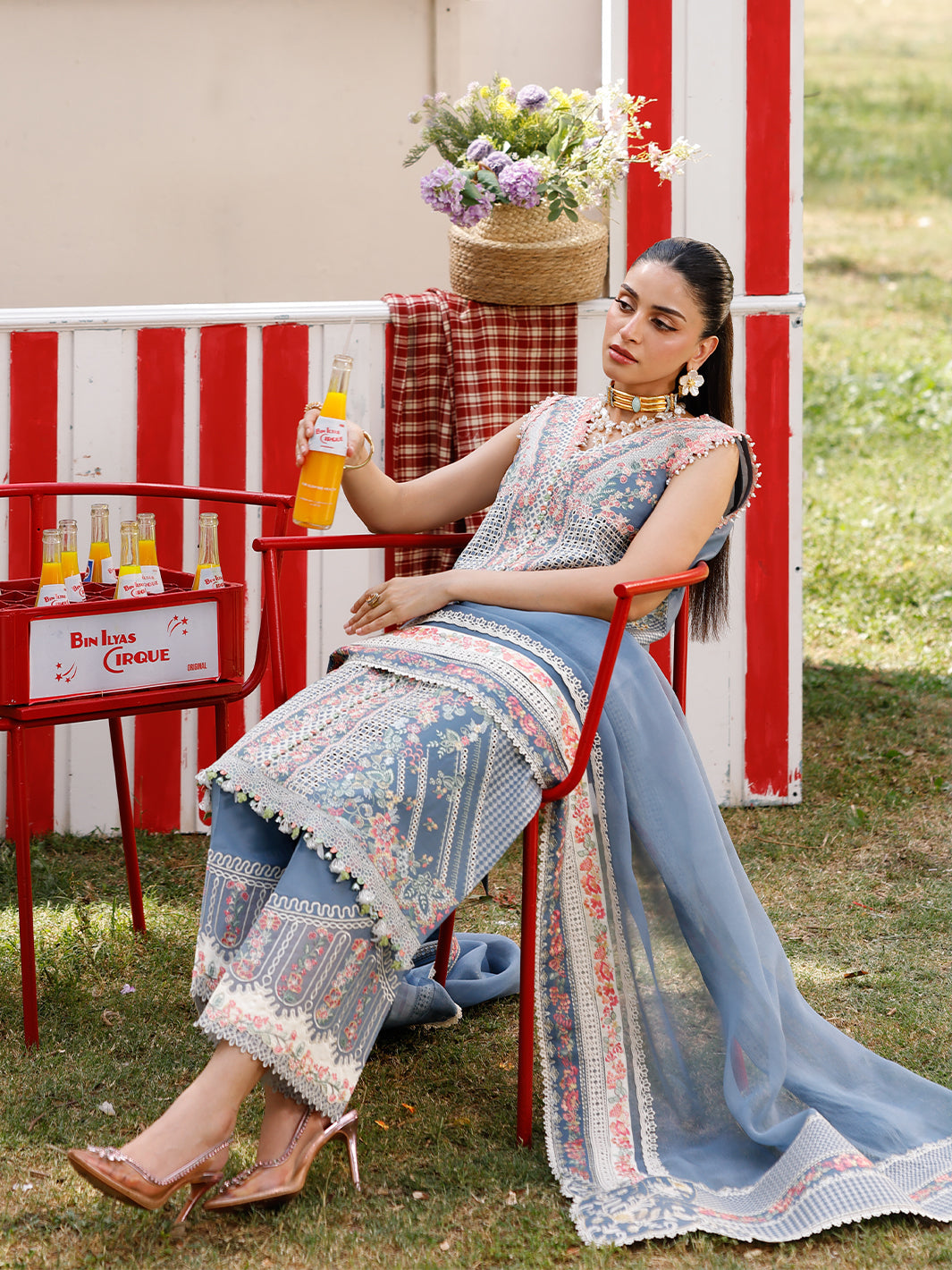 Bin Ilyas | Carnival Summer Edit 25 | 33 - B Custom Size Blue Gray Lawn