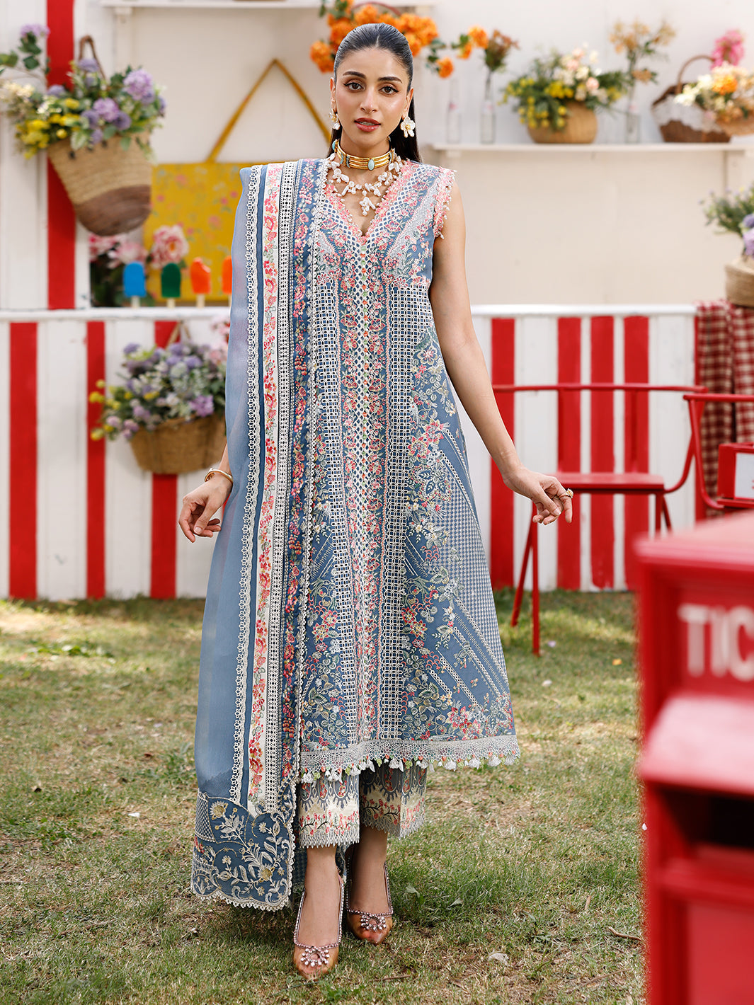 Bin Ilyas | Carnival Summer Edit 25 | 33 - B XS Blue Gray Lawn