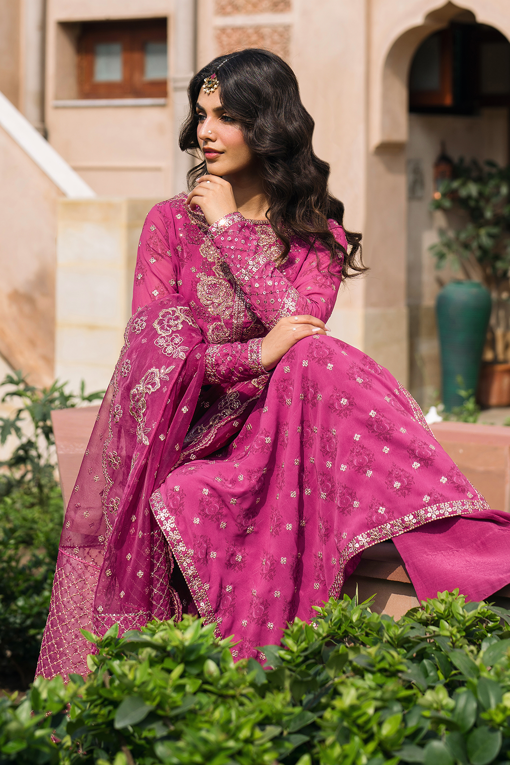 Iznik | Bandhani Formals | UE-326 L Magenta Chiffon