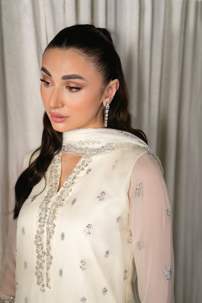 Neeshay | Ready to Wear Chiffon | RTW-CHFN-06 White - Pakistani Designer Dress - by Neeshay - Type : Ladies Clothes - 100% Original at Saira Sultan