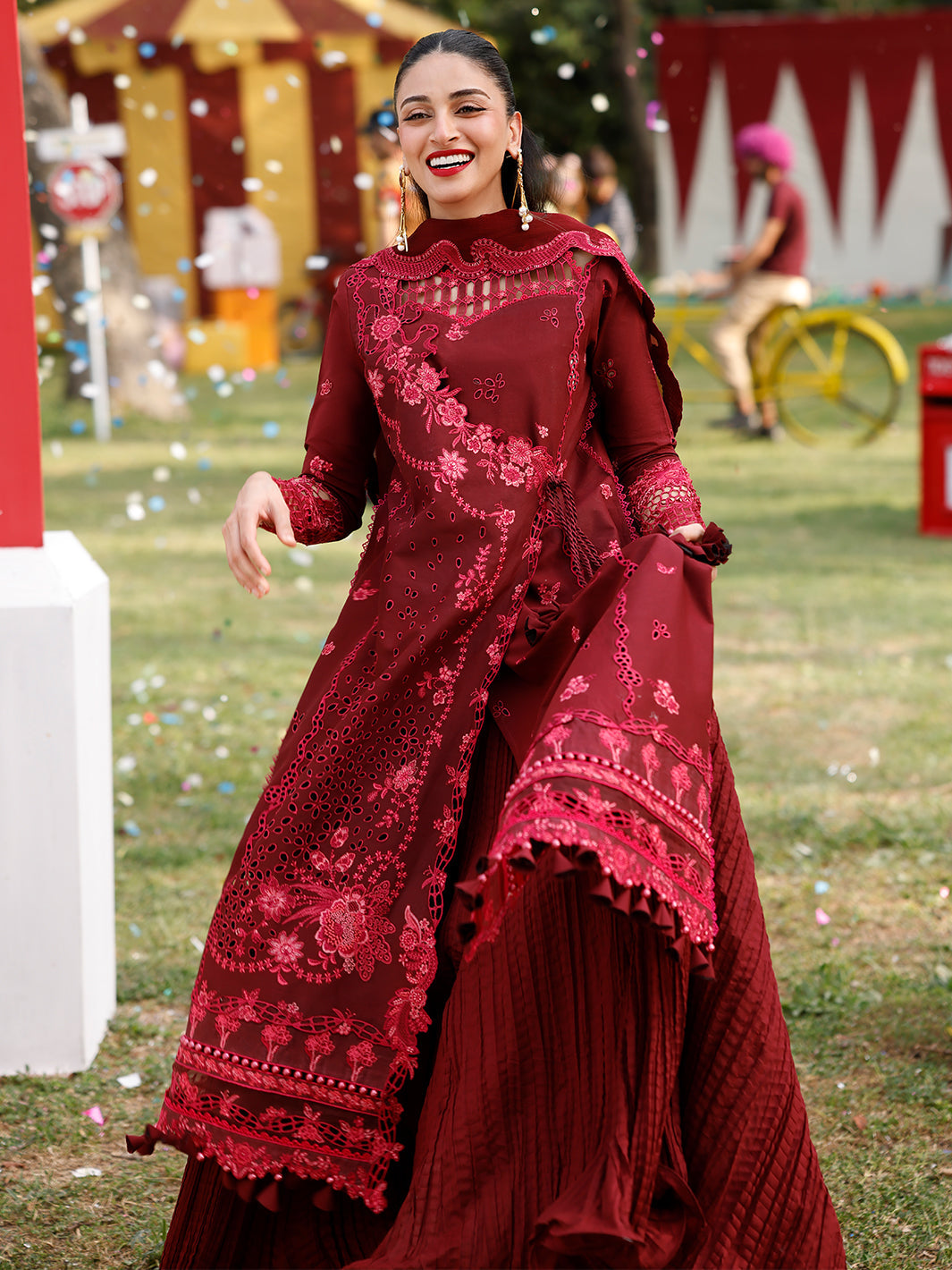 Bin Ilyas | Carnival Summer Edit 25 | 34 - B Custom Size Maroon Lawn