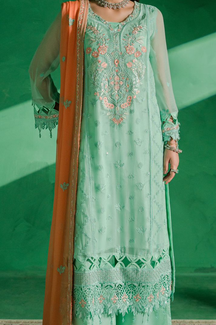 Zebtan | Farmaish Formals | FC-02 Custom Size Mint Green Chiffon