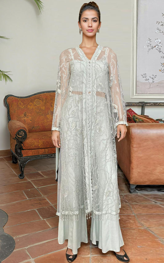 Threads and Motifs | Formal Dresses 25 | Net Embroidered Jacket With Trouser - Pakistani Designer Dress - by Threads and Motifs - Type : Ladies Clothes - 100% Original at Saira Sultan
