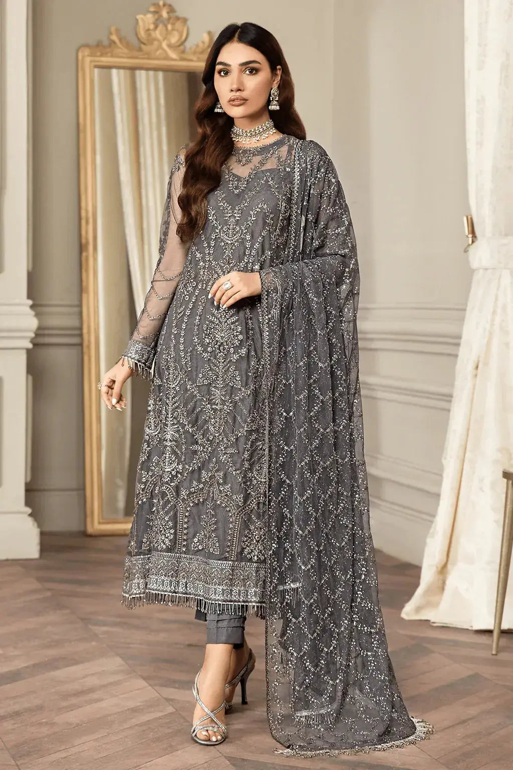 Zarif | Mehroz Formals | Storm Grey - Pakistani Designer Dress - by Zarif | Type: Formal - 100% Original at Saira Sultan