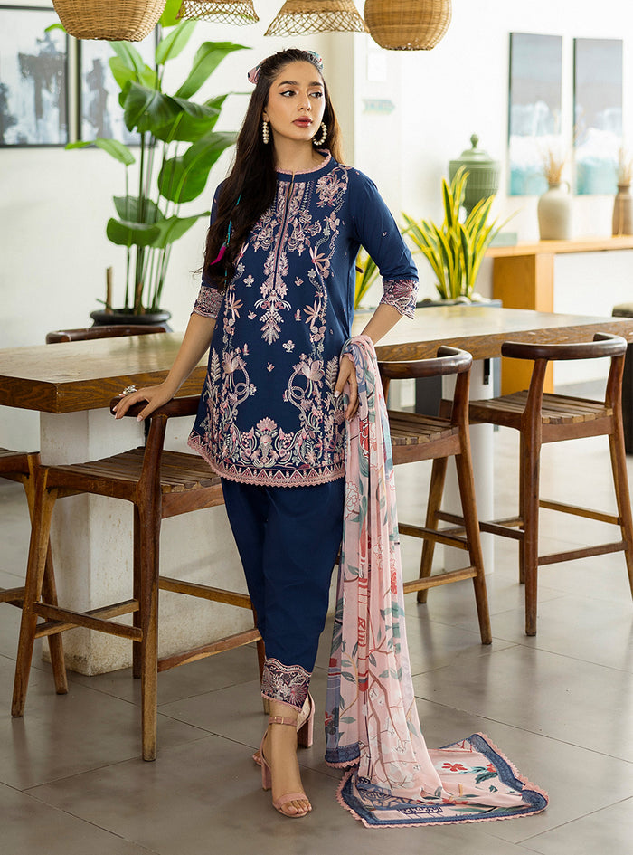 Zainab Chottani | Tahra Lawn 25 | Elisa XS Blue Lawn