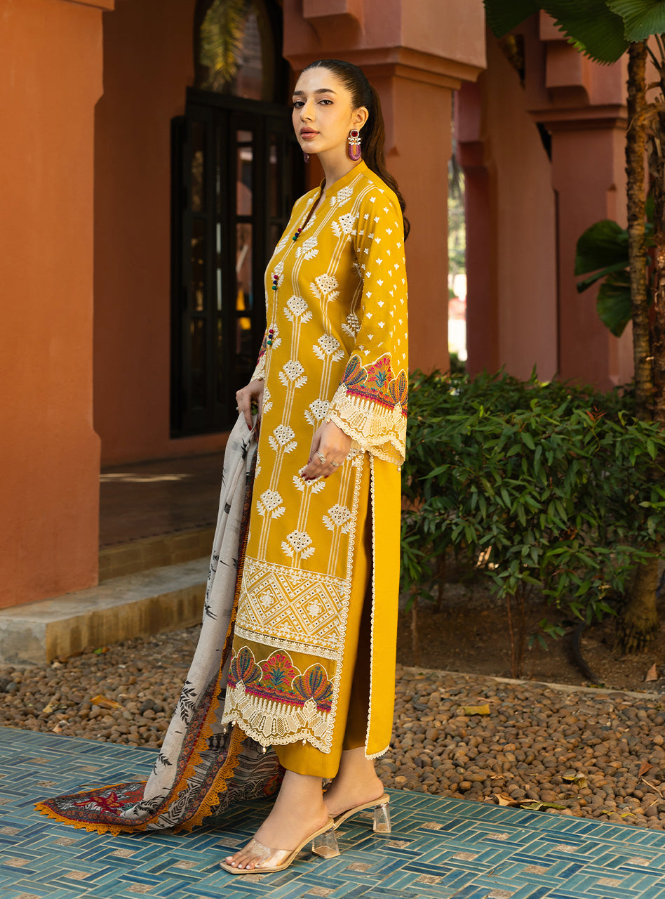 Zainab Chottani | Chikankari 25 | Aanya - 4A XL Mustard Yellow Chikankari
