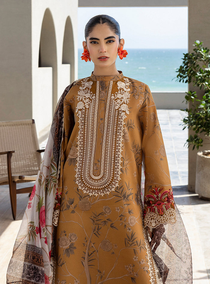 Zainab Chottani | Tahra Lawn 25 | Rahma L Mustard Brown Lawn