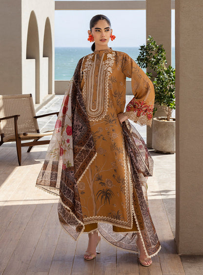Zainab Chottani | Tahra Lawn 25 | Rahma S Mustard Brown Lawn