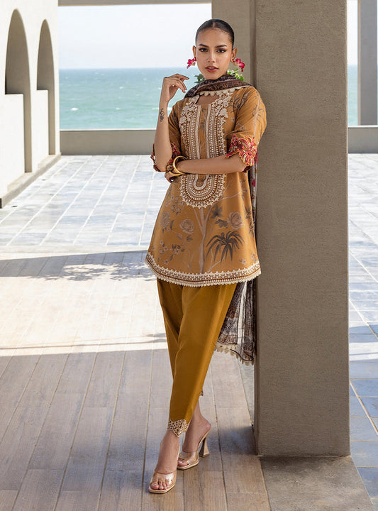 Zainab Chottani | Tahra Lawn 25 | Rahma XS Mustard Brown Lawn
